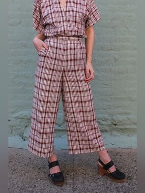 SALVAGE CLOTH Slow Fashion Sustainable Made in NYC Wide Leg Crinkle Pants Large